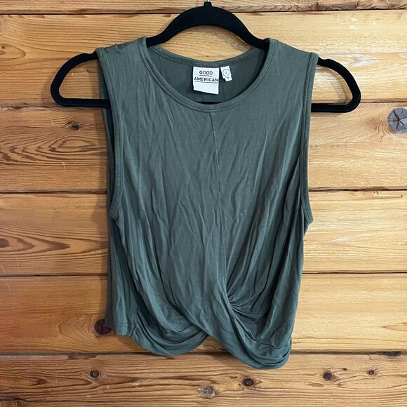 Good American THE KNOT A QUITTER TANK in Olive Size 2 - Picture 1 of 6